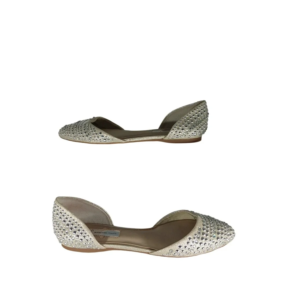 International Concepts Crescente2 Flats 8M Gold Rhinestone d'Orsay Sparkly Glam